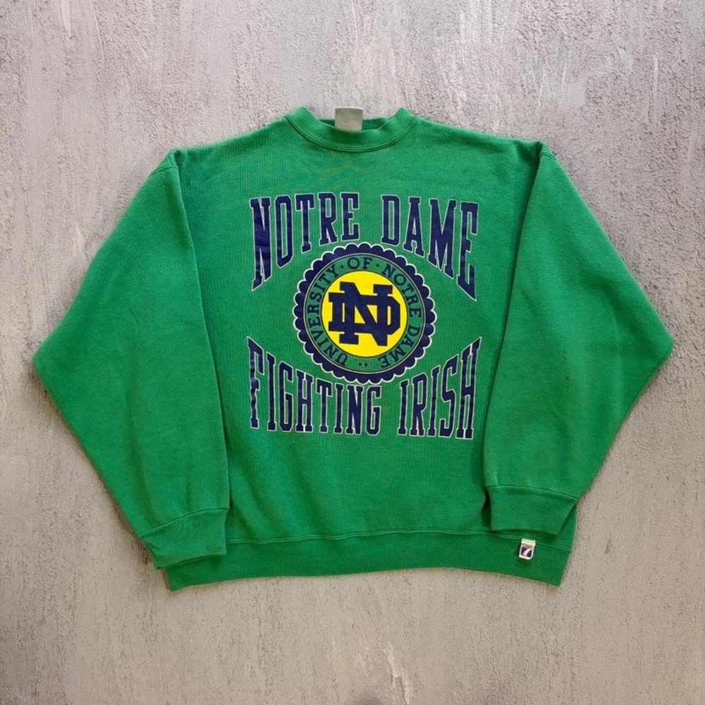 Vintage Notre Dame Fighting Irish Sweatshirt XL Green 1990s NCAA